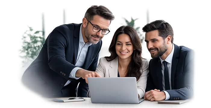 Business executives reviewing business data