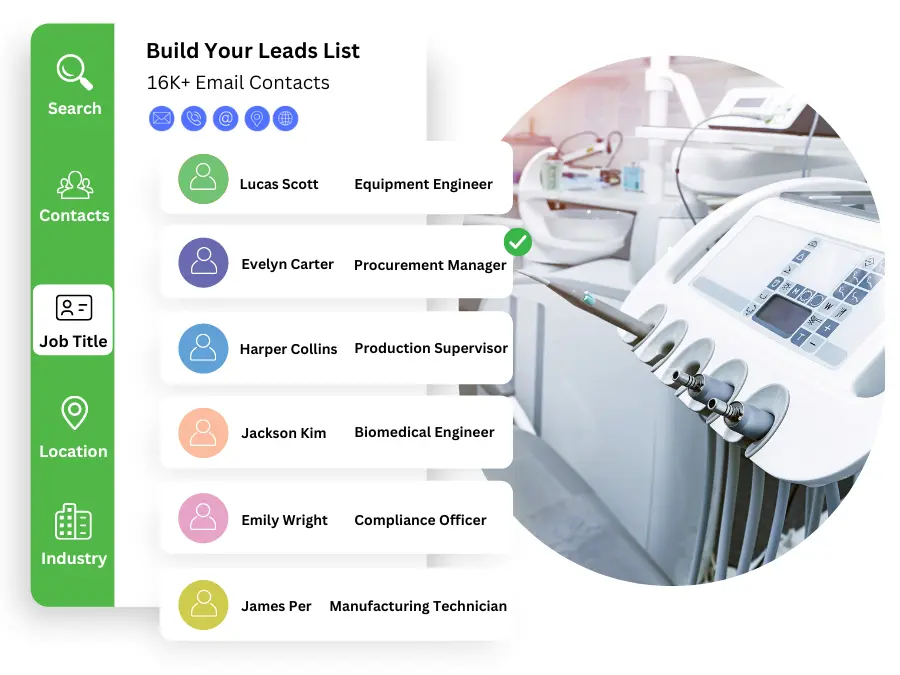 dental equipment manufacturers email list