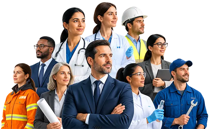Business professionals across different industries and job functions